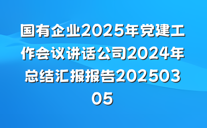 国有企业2025年党建工作会议讲话公司2024年总结汇报报告20250305