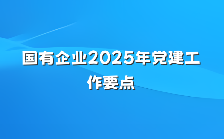 国有企业2025年党建工作要点