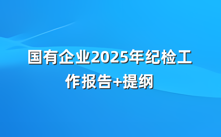 国有企业2025年纪检工作报告 提纲