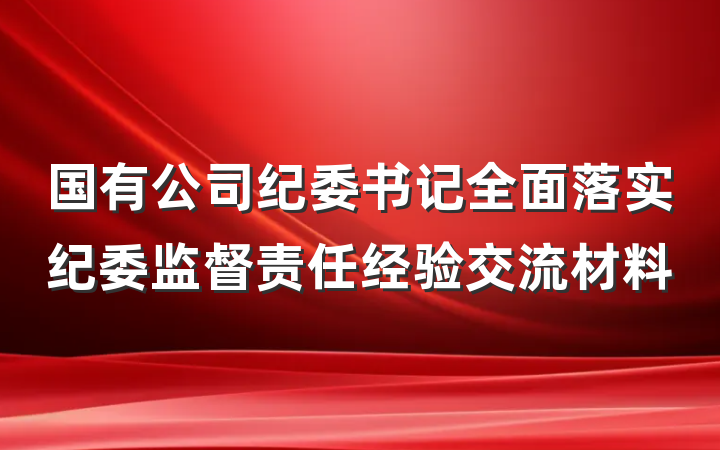 国有公司纪委书记全面落实纪委监督责任经验交流材料