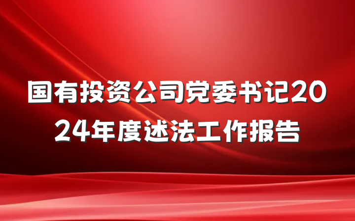 国有投资公司党委书记2024年度述法工作报告