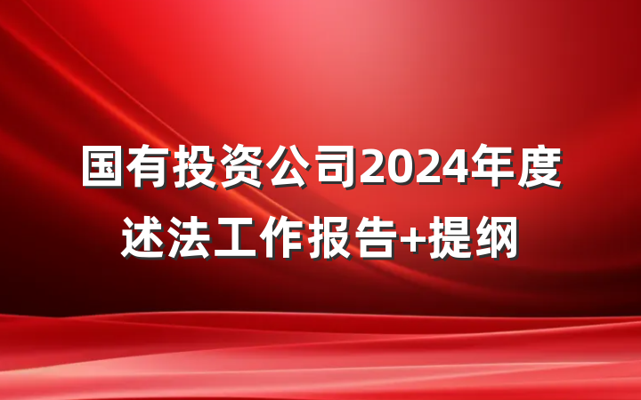 国有投资公司2024年度述法工作报告 提纲