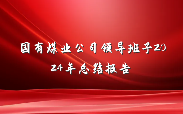 国有煤业公司领导班子2024年总结报告