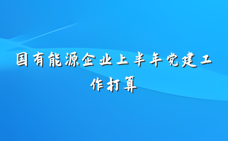 国有能源企业上半年党建工作打算