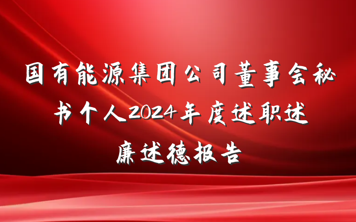 国有能源集团公司董事会秘书个人2024年度述职述廉述德报告