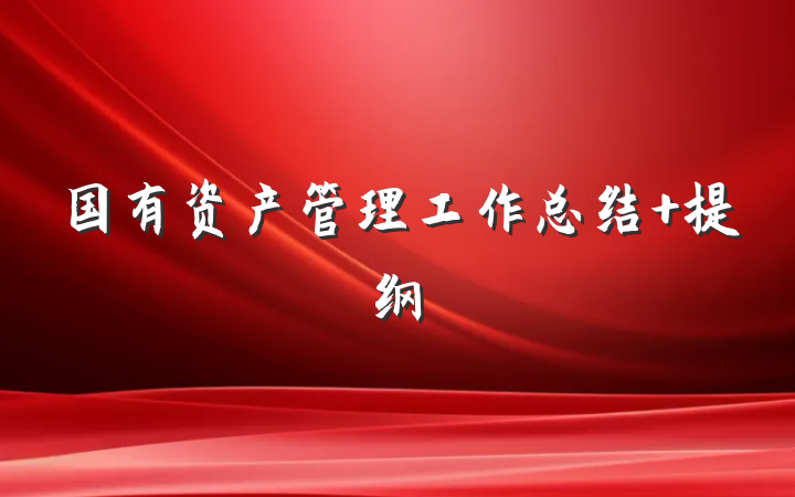 国有资产管理工作总结 提纲