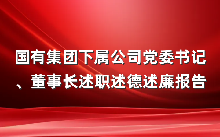 国有集团下属公司党委书记、董事长述职述德述廉报告