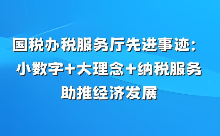 国税办税服务厅先进事迹：小数字 大理念 纳税服务助推经济发展