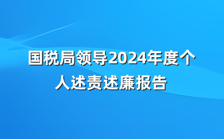 国税局领导2024年度个人述责述廉报告