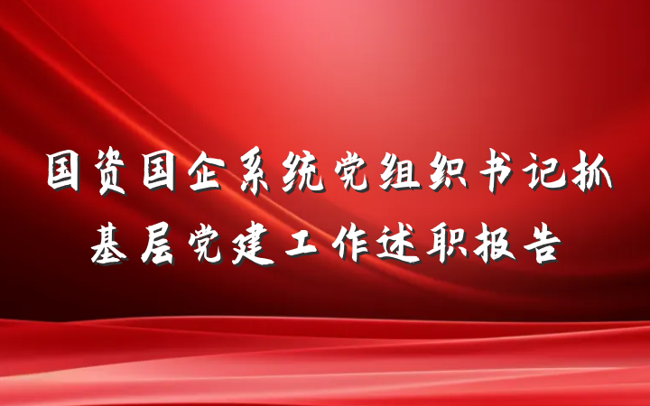 国资国企系统党组织书记抓基层党建工作述职报告