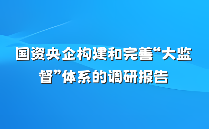 国资央企构建和完善“大监督”体系的调研报告