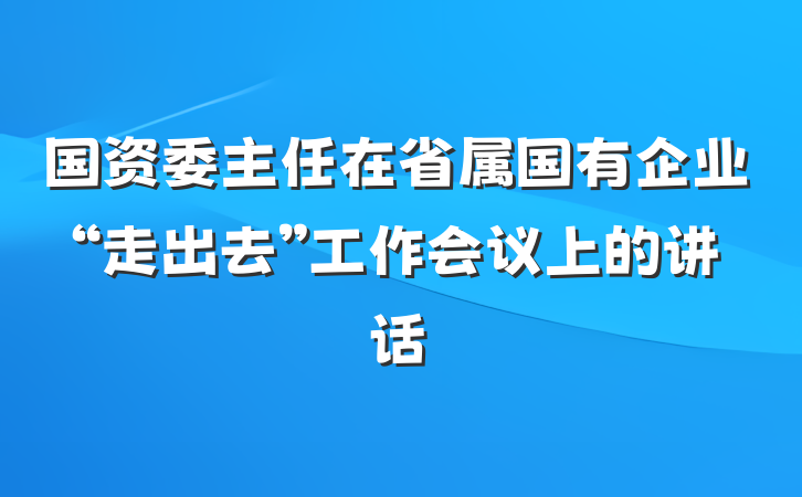 国资委主任在省属国有企业“走出去”工作会议上的讲话