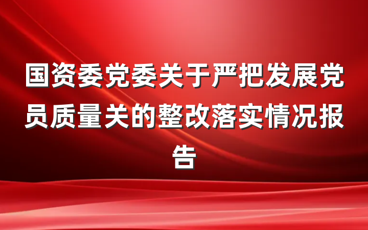 国资委党委关于严把发展党员质量关的整改落实情况报告