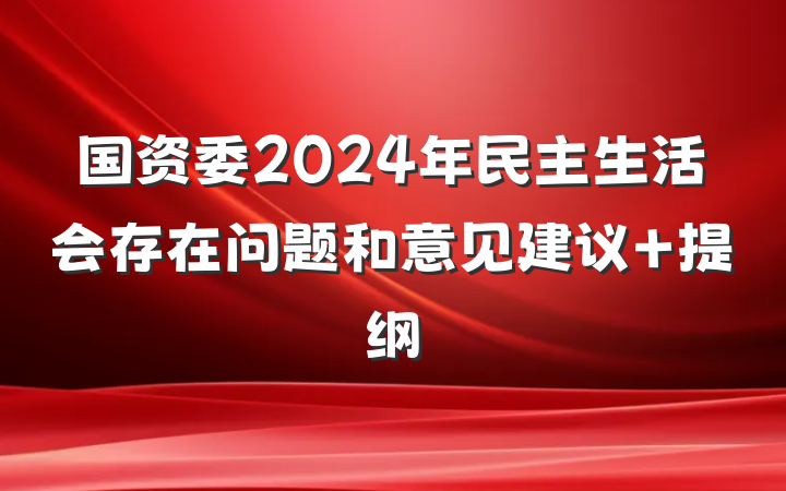 国资委2024年民主生活会存在问题和意见建议 提纲
