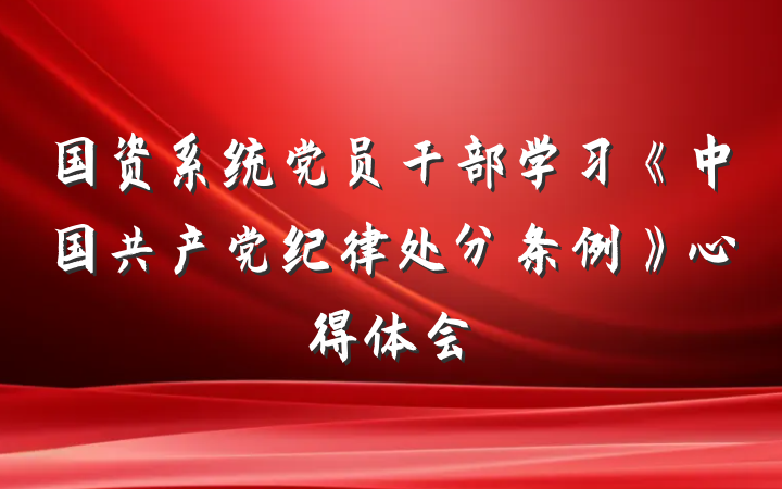 国资系统党员干部学习《中国共产党纪律处分条例》心得体会