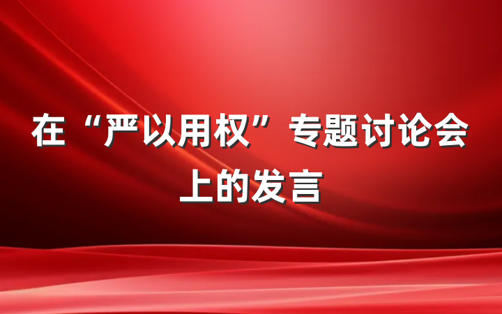 在“严以用权”专题讨论会上的发言