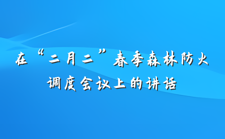 在“二月二”春季森林防火调度会议上的讲话