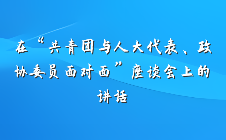 在“共青团与人大代表、政协委员面对面”座谈会上的讲话