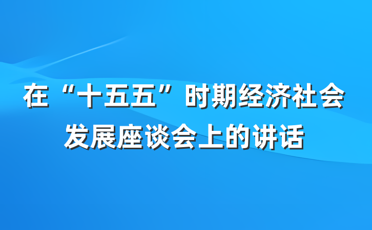 在“十五五”时期经济社会发展座谈会上的讲话
