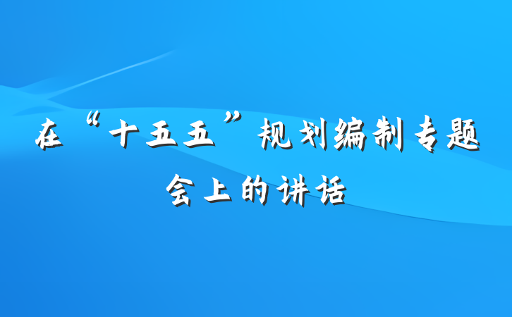 在“十五五”规划编制专题会上的讲话