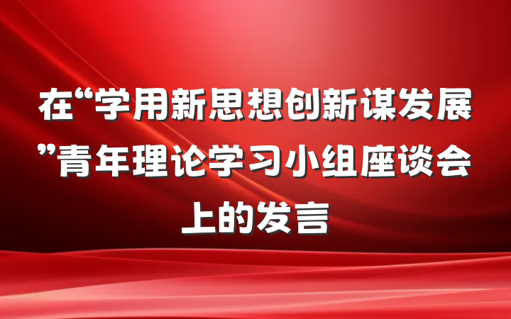 在“学用新思想创新谋发展”青年理论学习小组座谈会上的发言