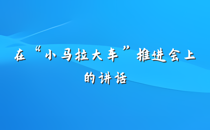 在“小马拉大车”推进会上的讲话