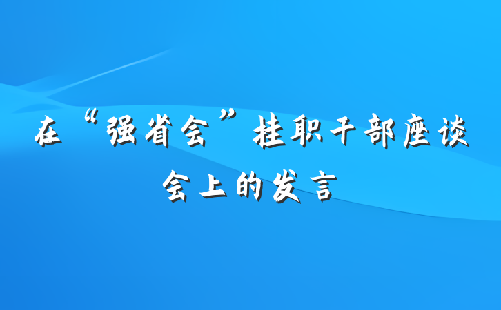 在“强省会”挂职干部座谈会上的发言