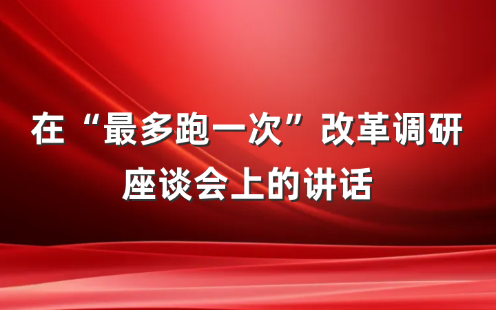 在“最多跑一次”改革调研座谈会上的讲话