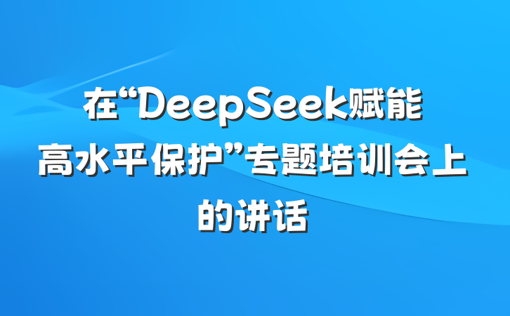 在“DeepSeek赋能高水平保护”专题培训会上的讲话