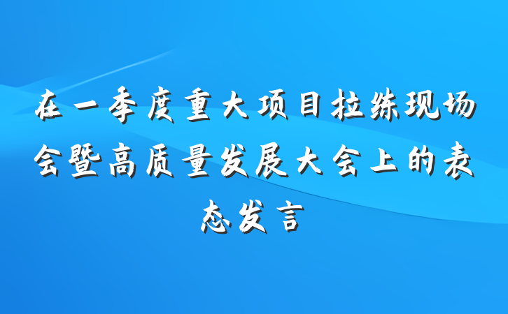 在一季度重大项目拉练现场会暨高质量发展大会上的表态发言
