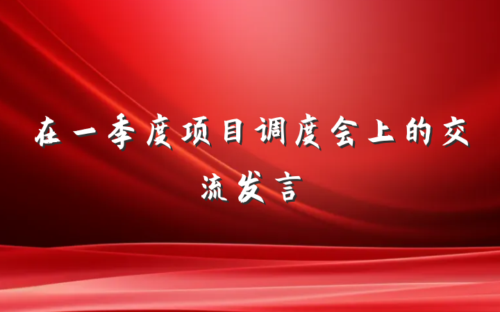 在一季度项目调度会上的交流发言