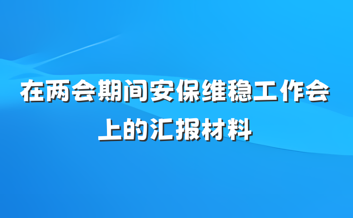 在两会期间安保维稳工作会上的汇报材料