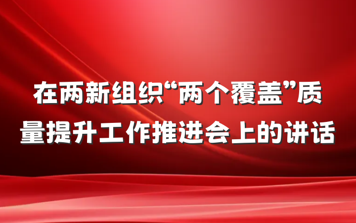 在两新组织“两个覆盖”质量提升工作推进会上的讲话