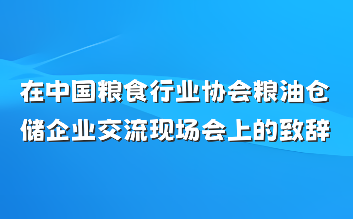 在中国粮食行业协会粮油仓储企业交流现场会上的致辞