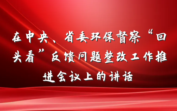 在中央、省委环保督察“回头看”反馈问题整改工作推进会议上的讲话