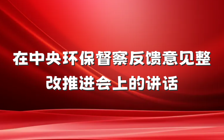 在中央环保督察反馈意见整改推进会上的讲话