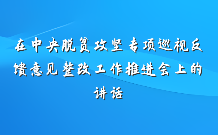 在中央脱贫攻坚专项巡视反馈意见整改工作推进会上的讲话