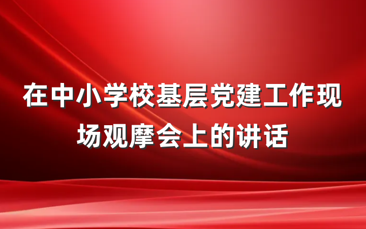 在中小学校基层党建工作现场观摩会上的讲话