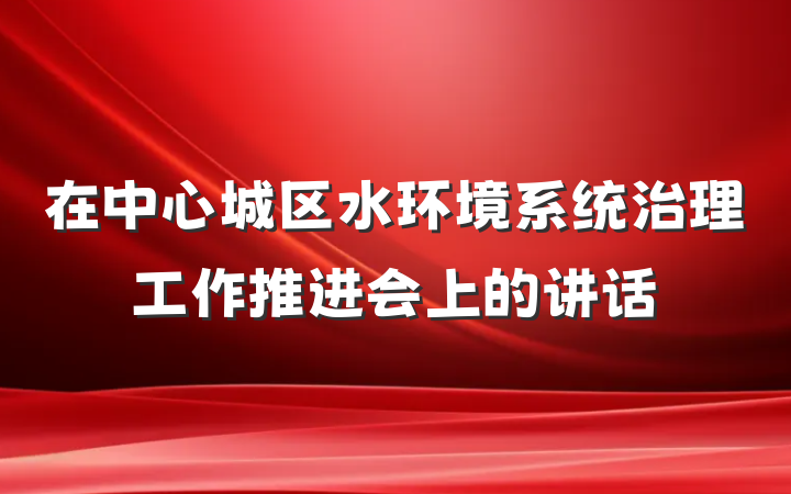 在中心城区水环境系统治理工作推进会上的讲话