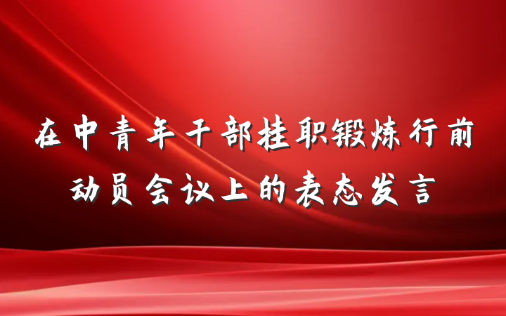 在中青年干部挂职锻炼行前动员会议上的表态发言