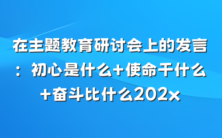 在主题教育研讨会上的发言：初心是什么 使命干什么 奋斗比什么202x
