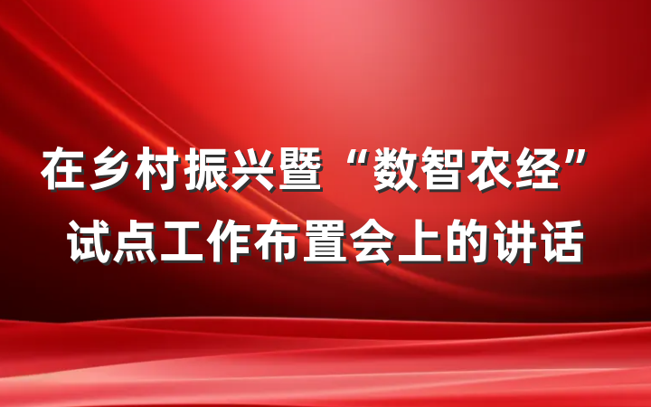 在乡村振兴暨“数智农经”试点工作布置会上的讲话