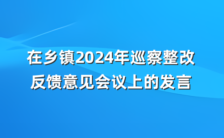 在乡镇2024年巡察整改反馈意见会议上的发言