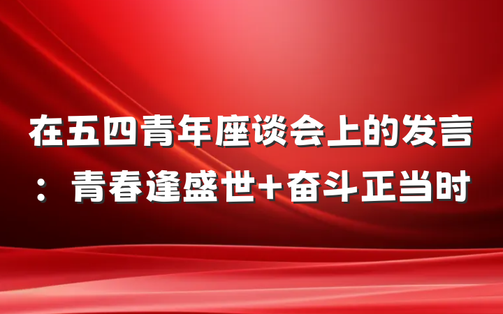 在五四青年座谈会上的发言：青春逢盛世 奋斗正当时