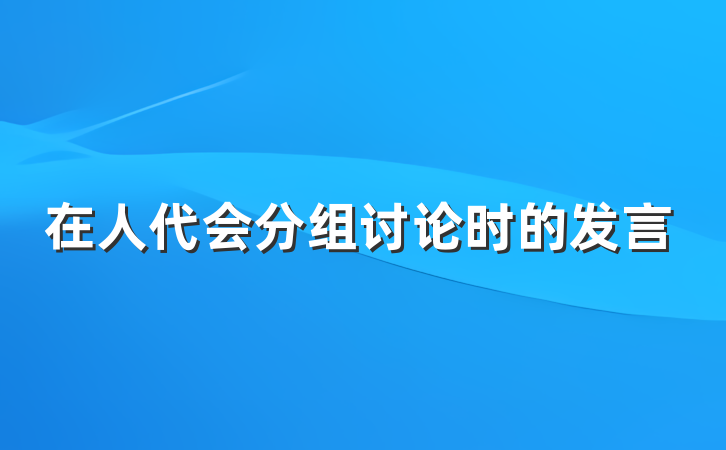 在人代会分组讨论时的发言