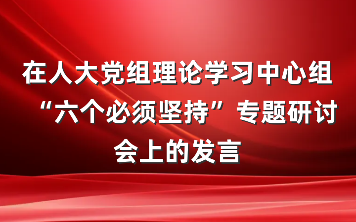 在人大党组理论学习中心组“六个必须坚持”专题研讨会上的发言