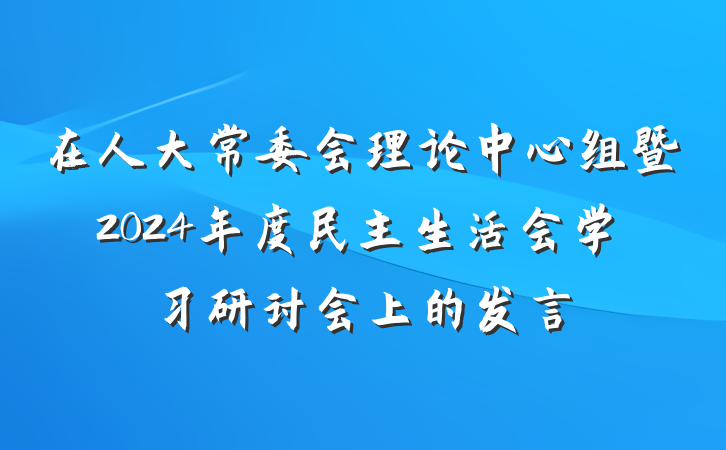 在人大常委会理论中心组暨2024年度民主生活会学习研讨会上的发言