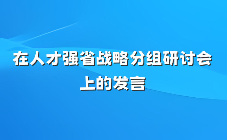在人才强省战略分组研讨会上的发言