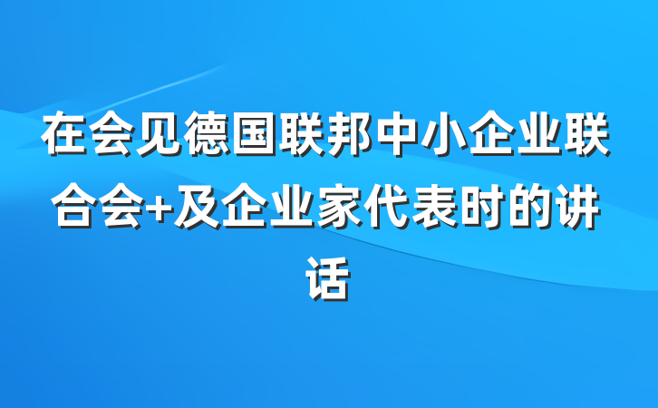 在会见德国联邦中小企业联合会 及企业家代表时的讲话