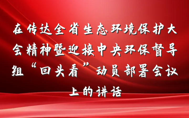 在传达全省生态环境保护大会精神暨迎接中央环保督导组“回头看”动员部署会议上的讲话